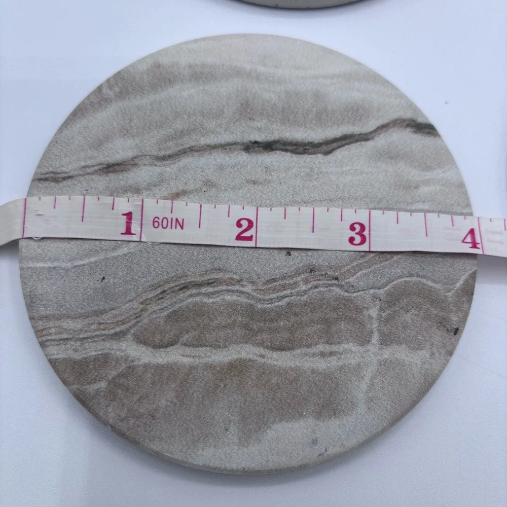 Marble Stone Coasters Set of 6 with Metal Holder — Absorbent Cork Back Drink
